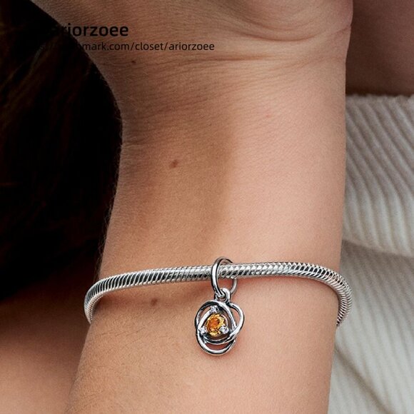 Pandora November Honey Eternity Circle Dangle Charm - Picture 2 of 2